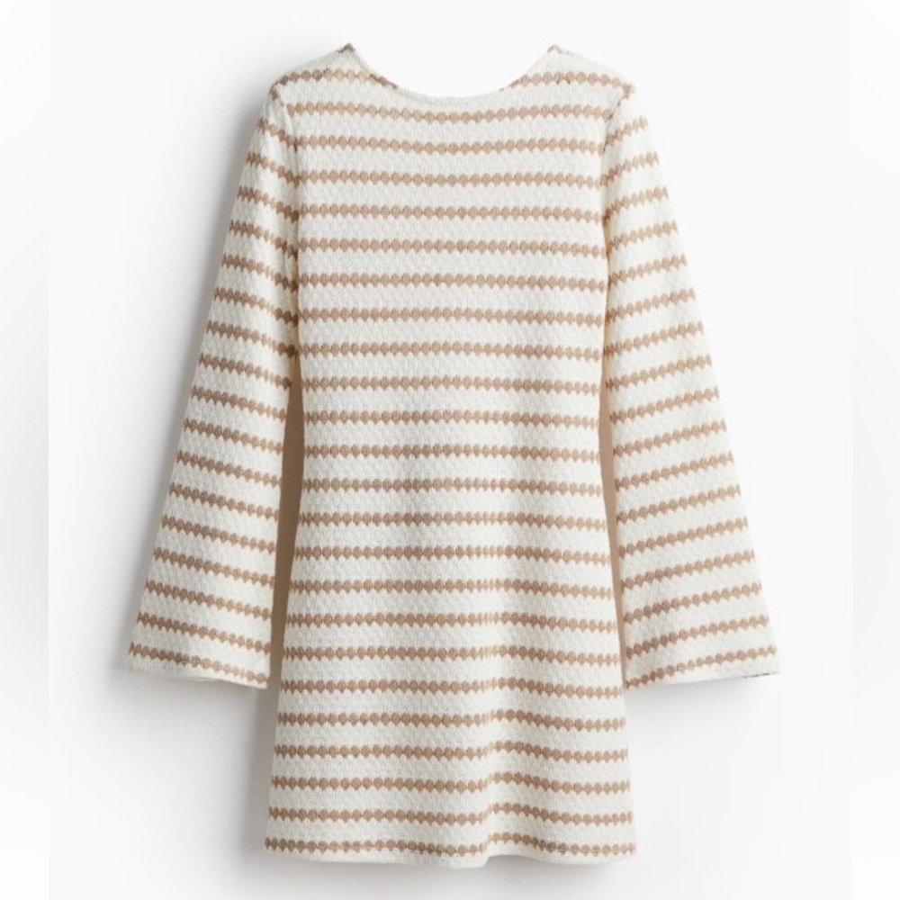 H&M Tan and Cream Crochet Mini Open Back Dress